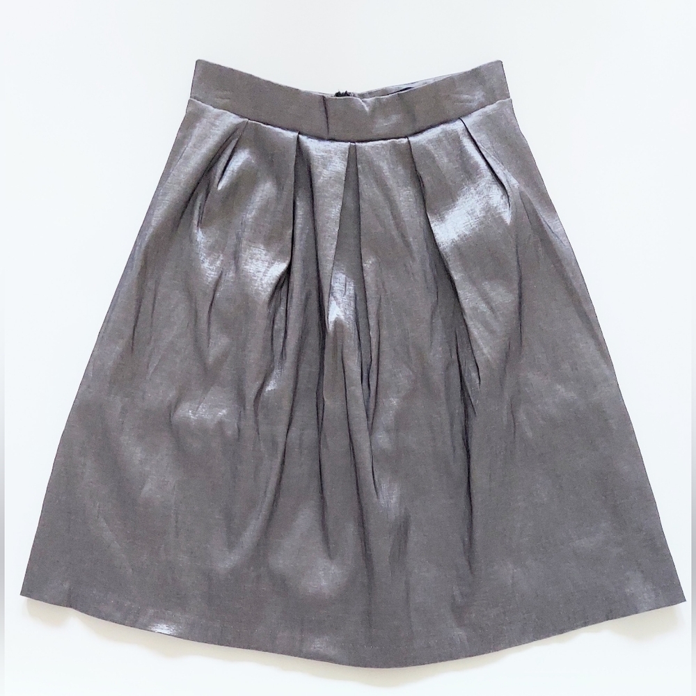 Chetta B A Line Skirt Gray Silver Blush Shimmer Size 10